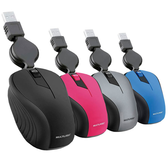 Mouse USB Retractil Negro 1200 DPI Multilaser MO231