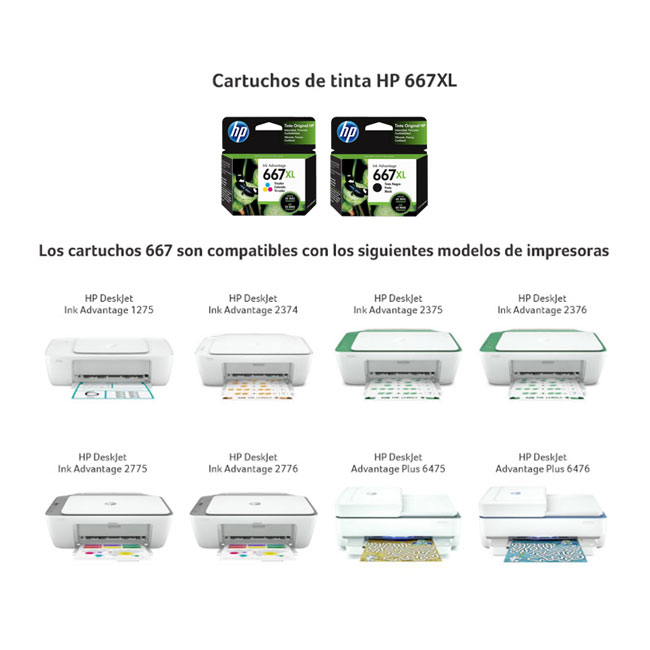 Cartucho Original Hp 667 XL Negro 2375 2775 2776 