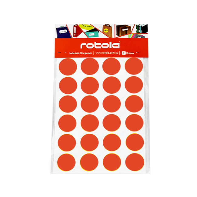 Etiqueta Manual Circular Rotola 120 Unidades 25 mm Rojo