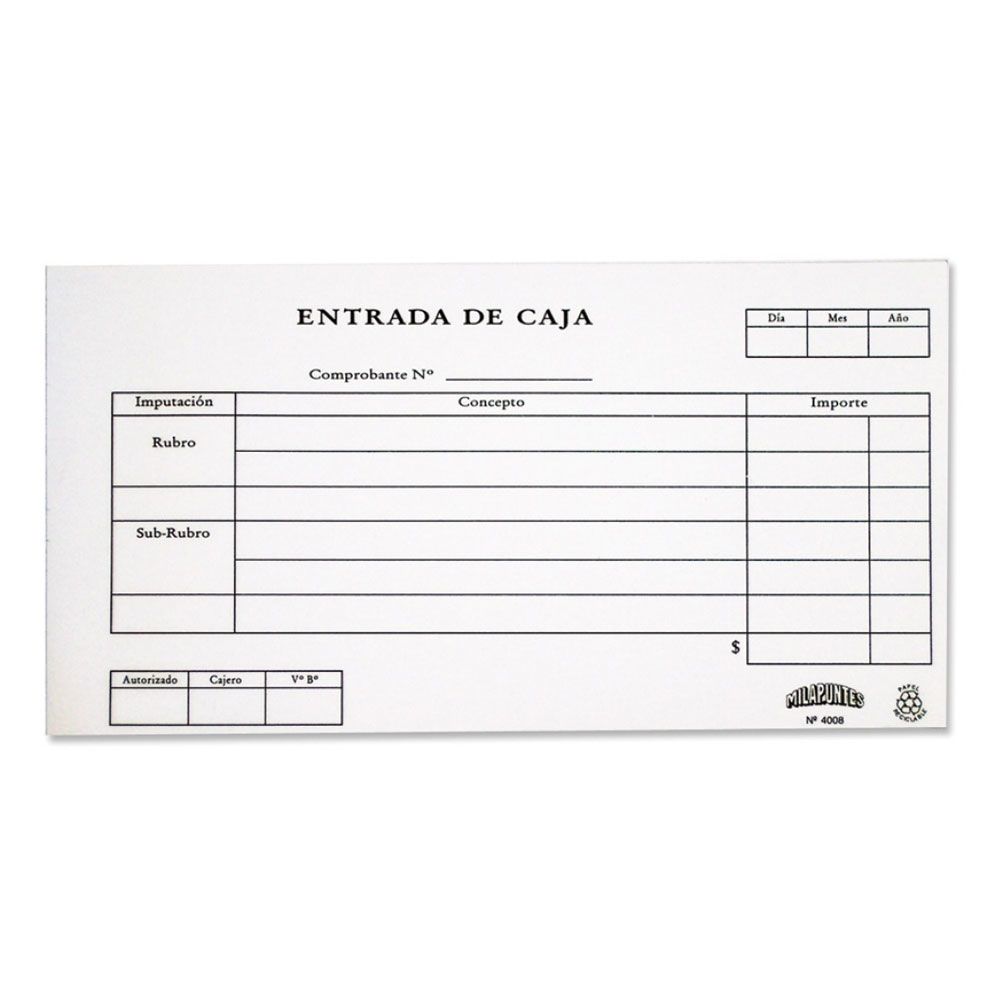 Formulario Entrada de Caja en $ 