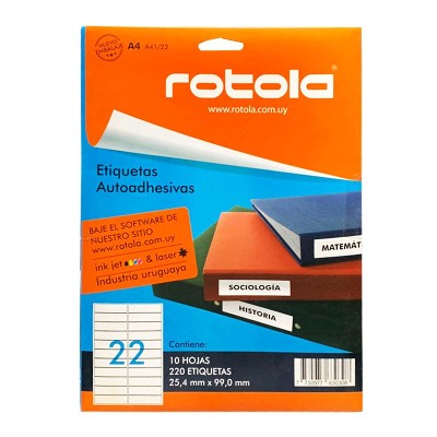 Etiquetas Imprimibles Rotola A4/22 220 Unidades 99 x 25.4 mm