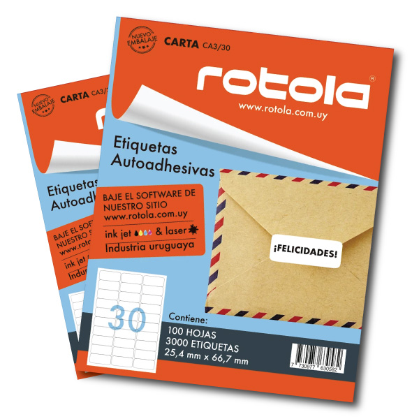 Etiquetas Imprimibles Rotola Carta CA3/30 3000 Unidades 66 x 25 mm