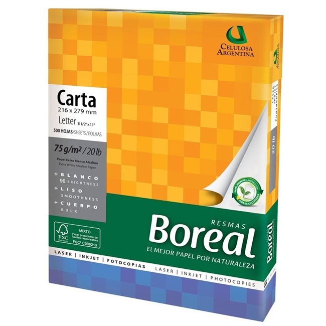 Papel Boreal Carta 75g X500 Hojas 