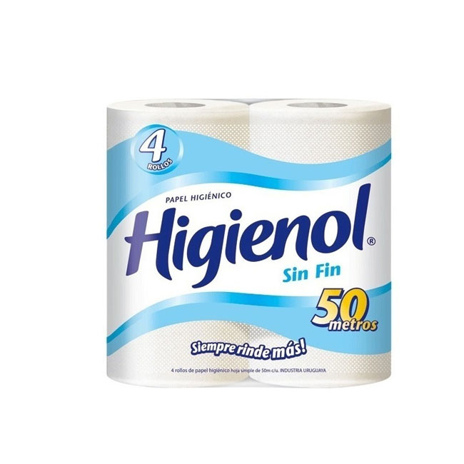 Papel Higiénico Higienol Sin Fin 50Mts X4
