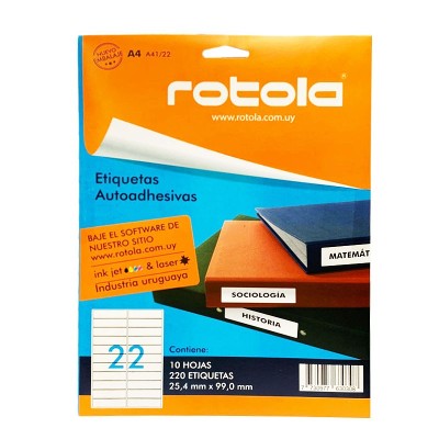 Etiquetas Imprimibles Rotola A4/22 220 Unidades 99 x 25.4 mm