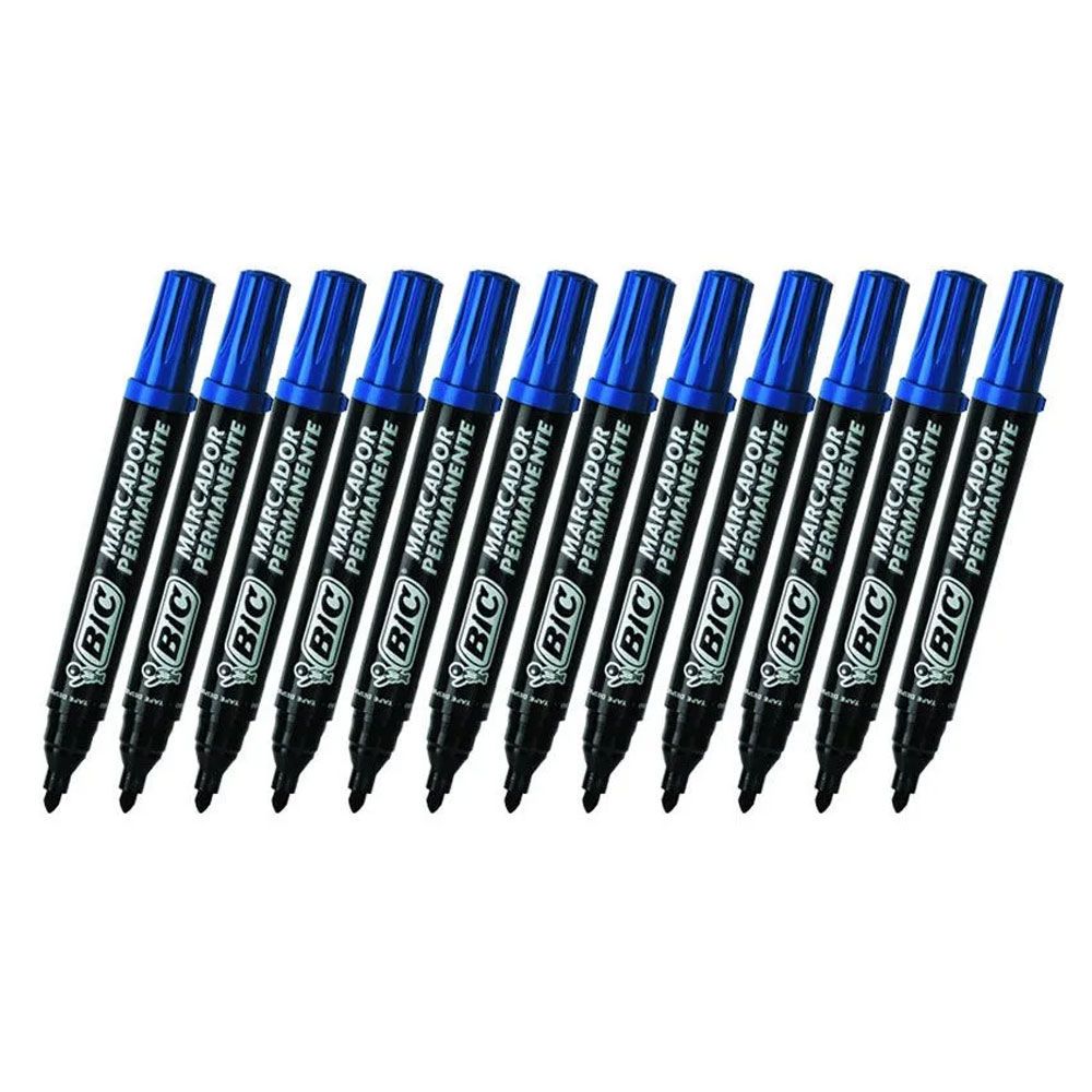 Marcador Permanente Bic Grueso Azul x12