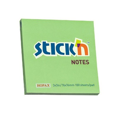 Notas Adhesivas 76 x 76mm Flúor Verde Stick'n