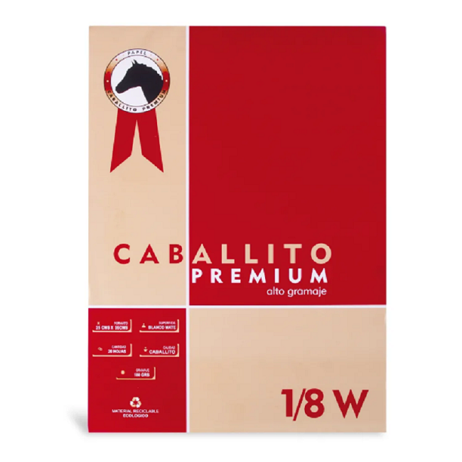 Hojas Dibujo 1/8W 180grs x20 Caballito 