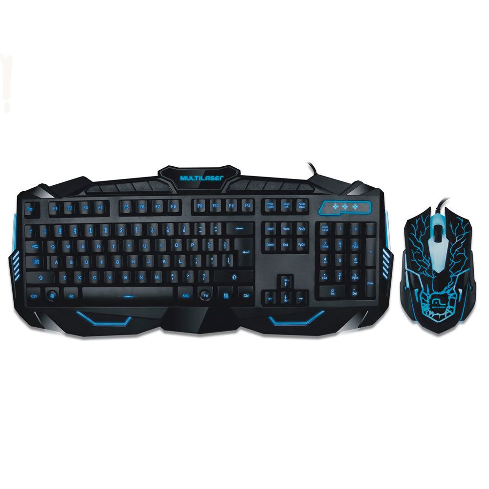 Combo Teclado + Mouse Gamer Luz Led Azul Multilaser TC195