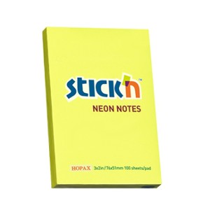 Notas Adhesivas 76 x 51mm Neón Amarillo Stick'n