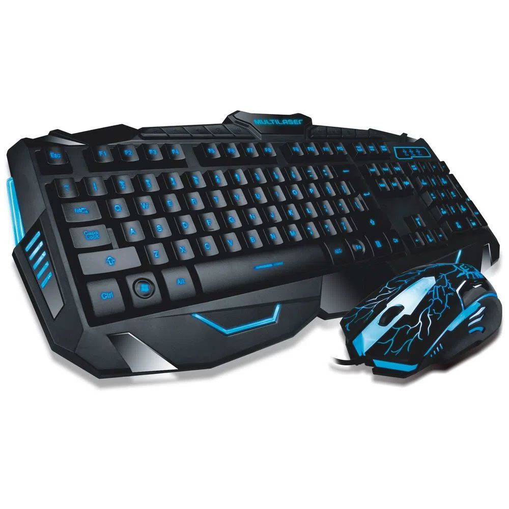Combo Teclado + Mouse Gamer Luz Led Azul Multilaser TC195