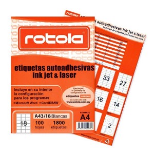 Etiquetas Imprimibles Rotola A4/18 1800 Unidades 63.5 x 46.5 mm