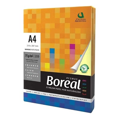 Papel Boreal A4 de Color 75g x500 hojas Amarillas