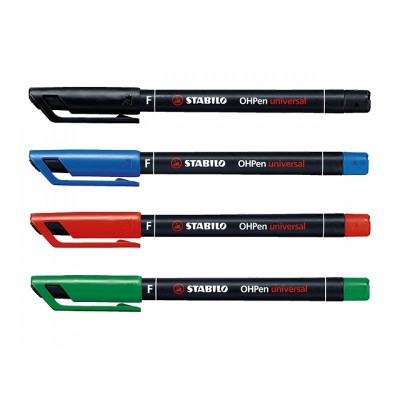 Marcador Permanente Fino x4 Colores Stabilo OHPen