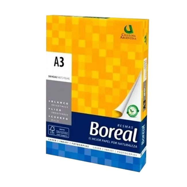 Papel Boreal A3 Blanco 80g x500 hojas