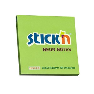 Notas Adhesivas 76 x 76mm Neón Verde Lima Stick'n