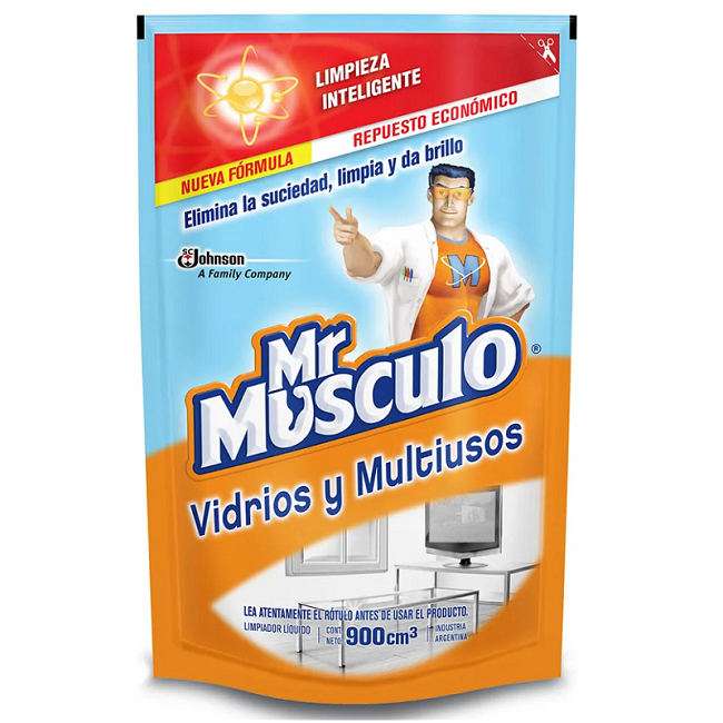 Limpiador Mr Musculo Limpia Vidrios/Multiuso 900ml