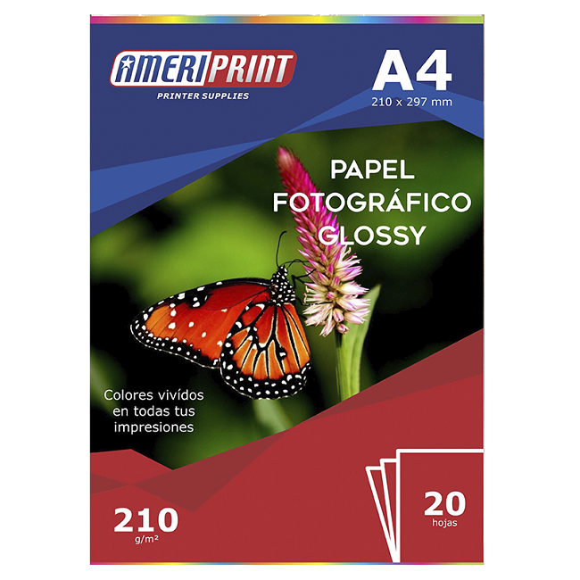 Papel Fotográfico Glossy A4 x20 210g Ameriprint