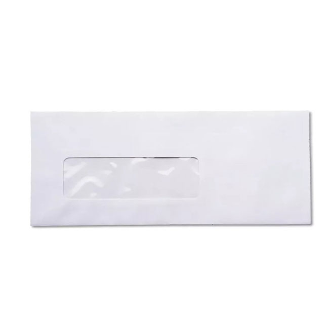 Sobre 1/2 Oficio Blanco con ventana 11x20cm x500