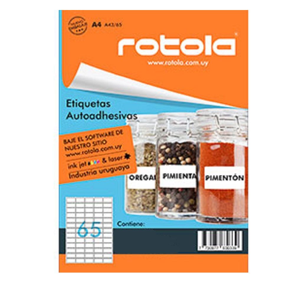 Etiquetas Imprimibles 650 unidades 21,2x38,2 mm A41/65  Rotola