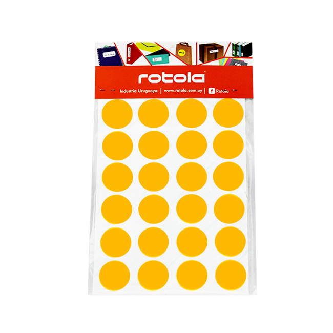 Etiqueta Manual Circular Rotola 120 Unidades 25 mm Naranja