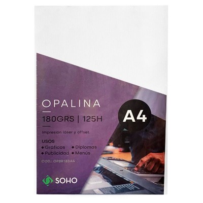 Papel Opalina Cartulina Blanca A4 180 grs x125 hojas