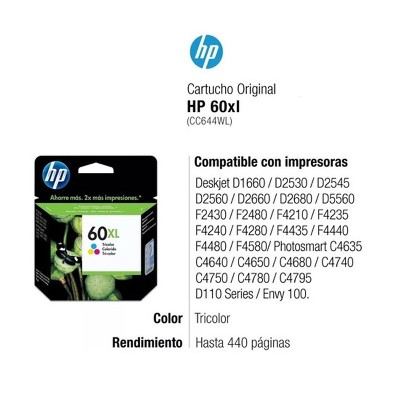 Cartucho Original Hp 60XL Color D2500 C4780 F4580