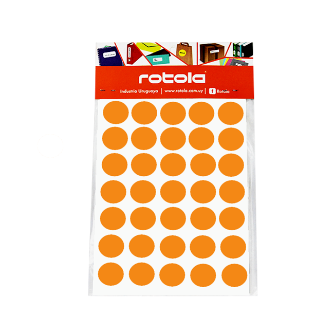 Etiqueta Manual Circular 175 Unidades 20 mm Naranja Rotola