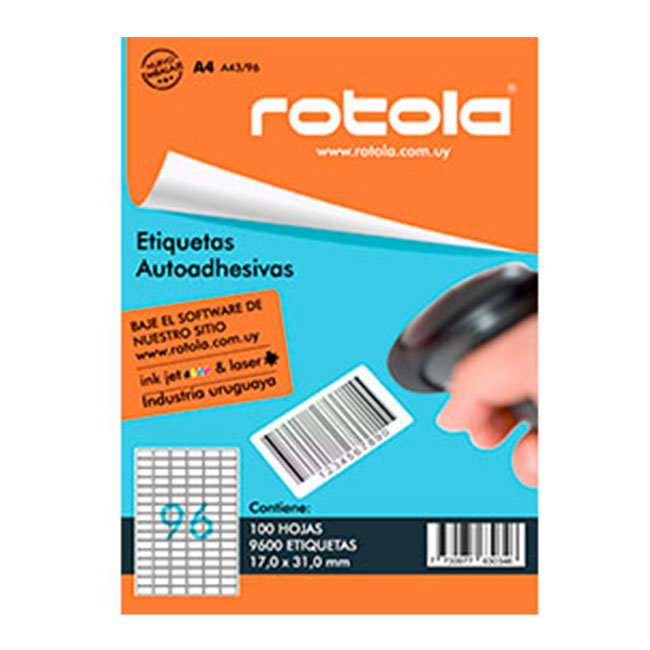 Etiquetas Imprimibles Rotola A4/96 9600 Unidades 31 x 17mm