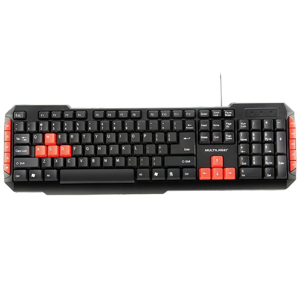 Teclado Gamer Slim Hotkey Multilaser TC160 Rojo