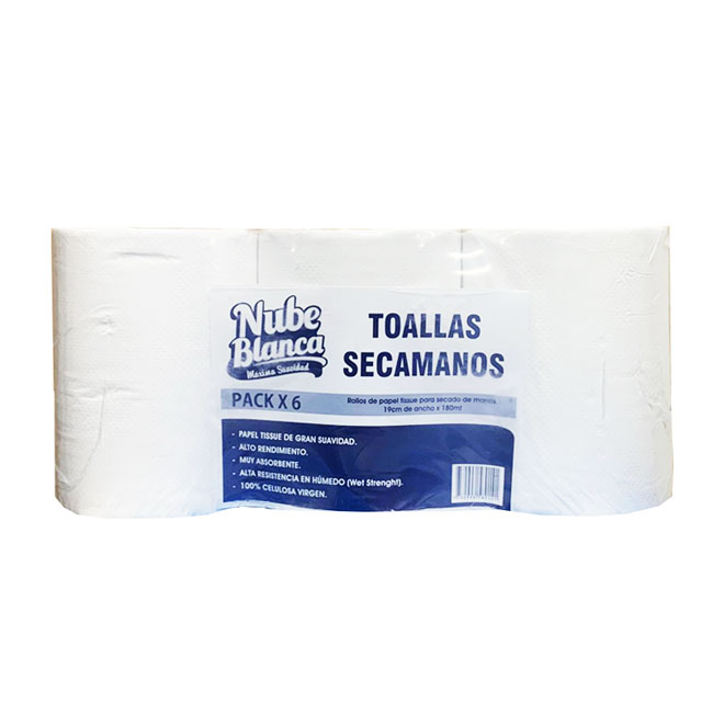 Papel Toalla x180m 6 Rollos Nube Blanca