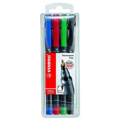 Marcador Permanente Fino x4 Colores Stabilo OHPen