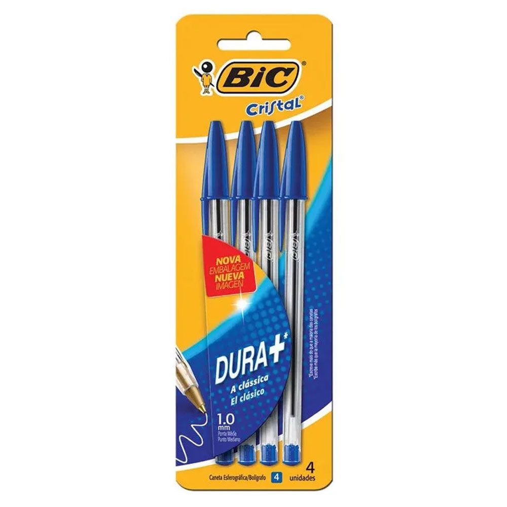 Lapicera Cristal Azul X4 Bic