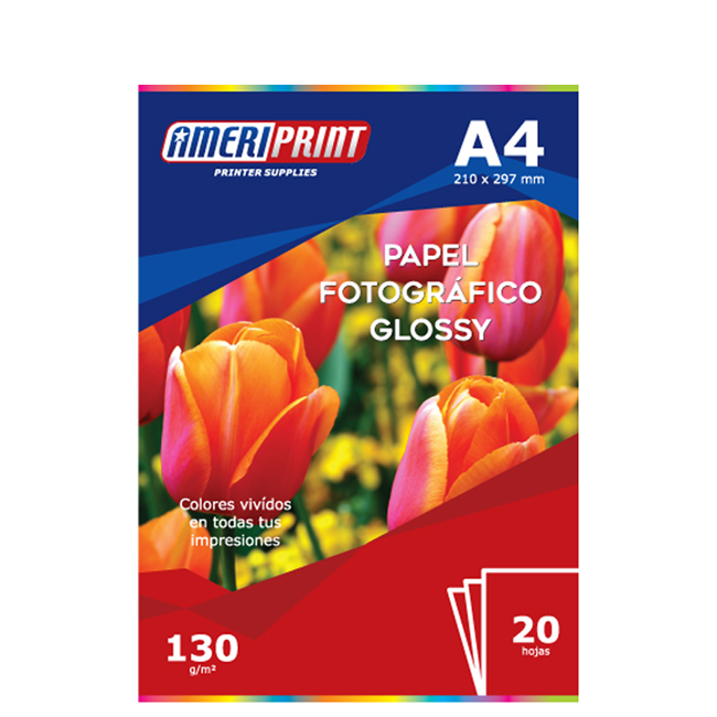 Papel Fotográfico Glossy A4 x20 130g Ameriprint