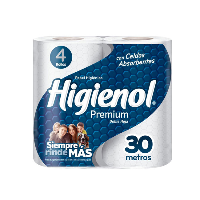 Papel Higiénico Higienol Doble Hoja Premium 30Mts X4