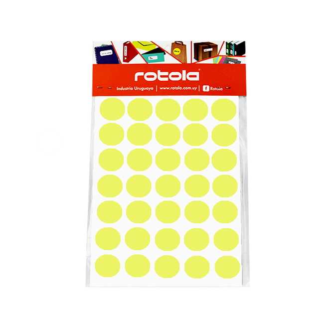 Etiqueta Manual Circular Rotola 175 Unidades 20 mm Amarillo
