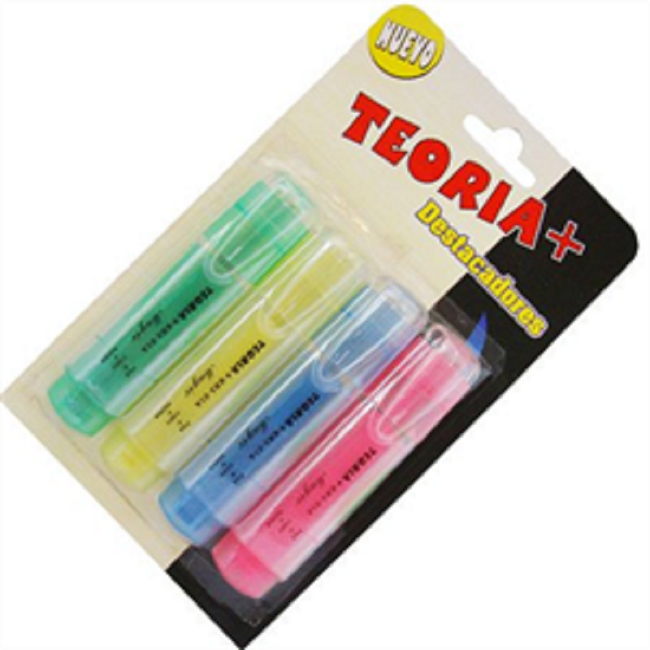 Resaltador Blister x4 Colores Teoría+