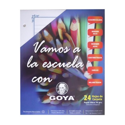 Hojas Rayadas 70g Margen Azul Goya x24